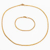 Platte Slangen Schakelsketting + Dames Armband Set - Goudkleurige Roestvrij Staal