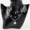 Set van 2 Dames Kettingen - Zilverkleurige RVS - Munthanger Ketting - Parels Ketting