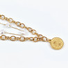 Set van 2 Dames Kettingen - Goudkleurige RVS - Munthanger Ketting - Parels Ketting