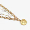 Set van 2 Dames Kettingen - Goudkleurige RVS - Munthanger Ketting - Parels Ketting