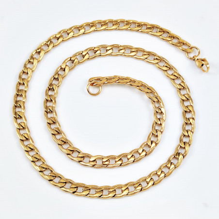 55cm x 6mm Gedetailleerde Ketting Heren - Verguld RVS - Cubaanse Schakelketting
