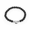 Lava Armband Dames - Natuursteen - Elastiche - Kralen Armband met RVS Hart