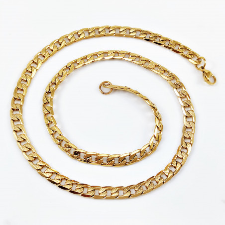 55cm x 6,5mm Gedetailleerde Ketting Heren - Verguld RVS - Cubaanse Schakelketting