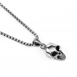 60cm Jasseron Ketting + Schedel Hanger Dames en Heren - RVS Zilverkleur