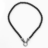50cm Heren Onyx Ketting + Schedel Hanger - RVS Zilverkleur
