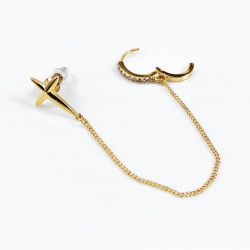 Dottilove Kruis Oorbel en Hoepel Oorbel met Ketting - Gold Plated - Dames Oorbellen