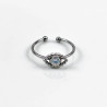 Turks Oog Ring - Transparante Lichtblauwe Zirkonia - RVS Wit Gold Plated - Dottilove Smalle Dames Ring