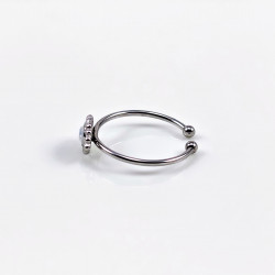 Turks Oog Ring - Transparante Lichtblauwe Zirkonia - RVS Wit Gold Plated - Dottilove Smalle Dames Ring