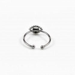 Turks Oog Ring - Transparante Lichtblauwe Zirkonia - RVS Wit Gold Plated - Dottilove Smalle Dames Ring
