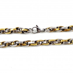 55cm Ovaleschakel Heren Ketting - RVS Zilverkleur-Goudkleur