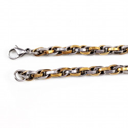 55cm Ovaleschakel Heren Ketting - RVS Zilverkleur-Goudkleur