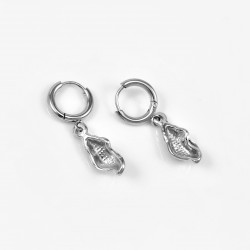 Oorringen met Schelp Hanger - RVS Zilverkleur - Oorbellen Dames
