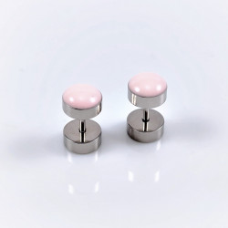 Fake Plugs Lichtroze Oorbellen - Roestvrij Staal- Studs Oorbellen Dames - Heren