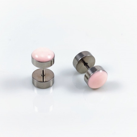 Fake Plugs Lichtroze Oorbellen - Roestvrij Staal- Studs Oorbellen Dames - Heren
