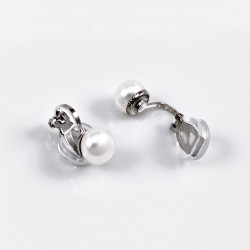 Witte Zoetwater Parel Clip-on Oorbellen Dames - 8mm Parel Oorclips