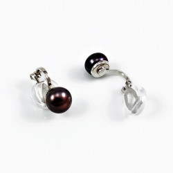 Zwarte Zoetwater Parel Clip-on Oorbellen Dames - 8mm Parel Oorclips