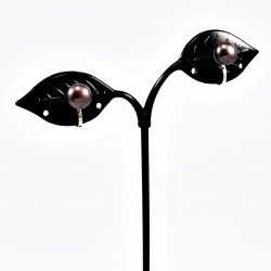 Zwarte Zoetwater Parel Clip-on Oorbellen Dames - 8mm Parel Oorclips