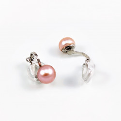 Roze Zoetwater Parel Clip-on Oorbellen Dames - 8mm Parel Oorclips