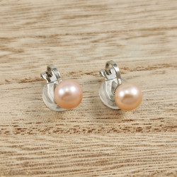Roze Zoetwater Parel Clip-on Oorbellen Dames - 8mm Parel Oorclips