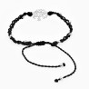 Handgemaakt Zwarte Macramé Armband - RVS Levensboom