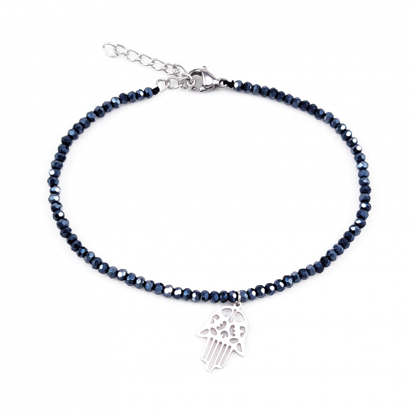 Grijsachtig Blauw Kristallen Armband Dames - RVS Zilver Kleur - Crystal Armband Hand Fatima