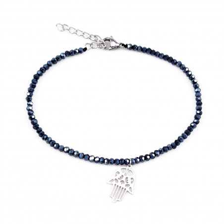 Grijsachtig Blauw Kristallen Armband Dames - RVS Zilverkleur - Crystal Armband Hand Fatima