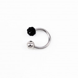 RVS Hoefijzer met Zwarte Strass Bolletje - Piercing Neus - Septum - Tragus - Helix