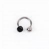 RVS Hoefijzer met Zwarte Strass Bolletje - Piercing Neus - Septum - Tragus - Helix