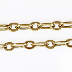 Dottilove Nasrin Ketting Dames - Geel Gold Plated op RVS - Verstelbare Ovale Schakelsketting