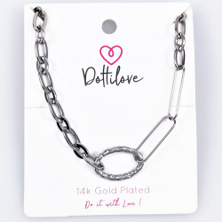 Dottilove Nasrin Ketting Dames - Wit Gold Plated op RVS - Verstelbare Ovale Schakelsketting