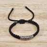 Zwarte Heren Macramé Armband - Appliqué RVS Buis - Handgemaakt