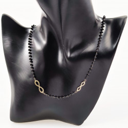 Kristallen Ketting Dames - Verguld RVS Infinity Symbool - Zwarte Choker