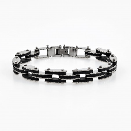 Armband Heren - RVS Zwart-Zilverkleur - Fiets Schakelarmband