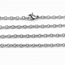 75cm x 3mm Ketting Dames en Heren - RVS Zilverkleur - Geforceerde Schakelketting