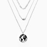 Drielaagse ketting Dames - RVS Zilverkleur - Geforceerde Schakelketting - Paperclip Schakelsketting World Design