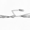Drielaagse ketting Dames - RVS Zilverkleur - Geforceerde Schakelketting - Paperclip Schakelsketting World Design