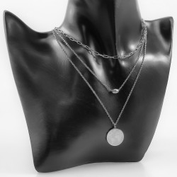 Drielaagse ketting Dames - RVS Zilverkleur - Geforceerde Schakelketting - Paperclip Schakelsketting World Design
