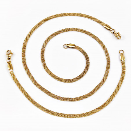 Mesh Schakelsketting + Armband Dames Set - Verguld RVS