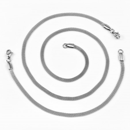 Mesh Schakelsketting + Armband Dames Set - RVS Zilverkleur