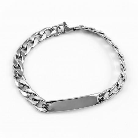 21cm - 8mm ID-Armband Heren - RVS Zilverkleur - Gourmet Schakelarmband met Plaat