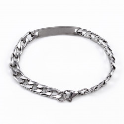 21cm - 8mm ID-Armband Heren - RVS Zilverkleur - Gourmet Schakelarmband met Plaat