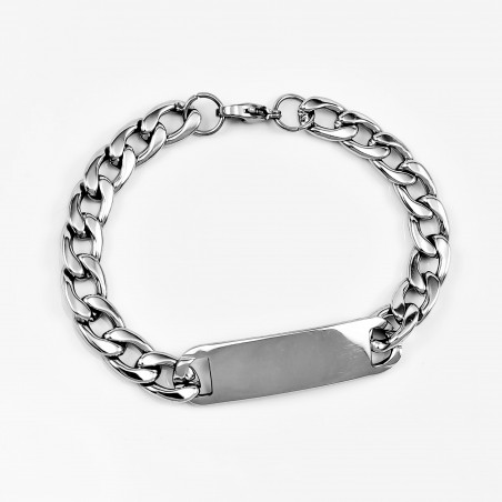 21cm - 9mm ID-Armband Heren - RVS Zilverkleur - Gourmet Schakelarmband met Plaat