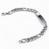 21cm - 10mm ID-Armband Heren - RVS Zilverkleur - Figaro Schakelarmband met Plaat