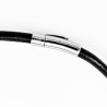 73cm - 6mm Leren Ketting Heren - RVS Sluiting - Zwarte Koord ketting
