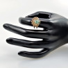 Dottilove - Dames Gevederde Steen Ring - RVS Geel Gold Plated - Ring met Groene Steen