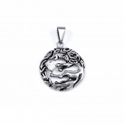 Wolf Hanger met Zirkonia Steen - Roestvrij Stalen - Wolf Symbool Dames Heren