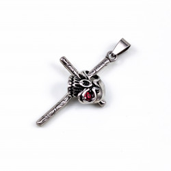 Kruishanger Doodshoofd Dames Heren - RVS - Gotische Sieraad - Skull met Kruis Hanger