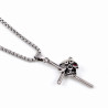 60cm x 3mm Jasseron Ketting + Kruishanger Doodshoofd Dames Heren - RVS - Gotische Sieraad - Skull met Kruis Hanger