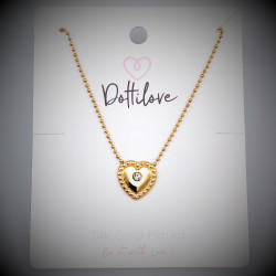 Dottilove Bolletjes Ketting Dames - Geel Gold Plated op RVS - Bolletjeshalsband met Hart