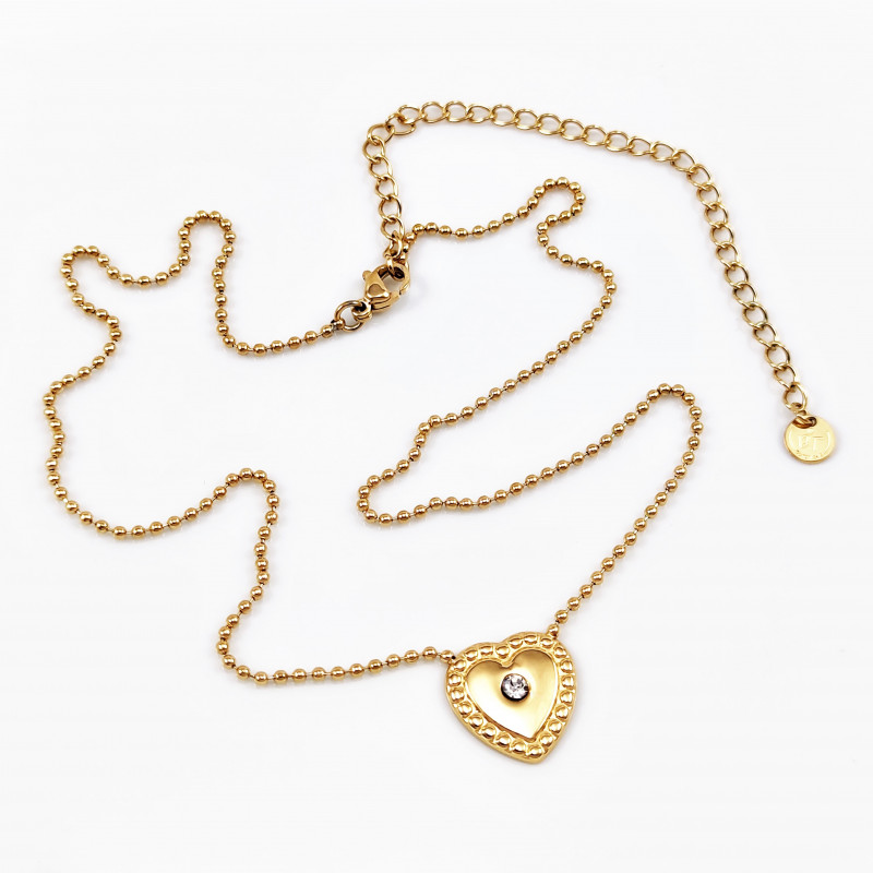Dottilove Bolletjes Ketting Dames - Geel Gold Plated op RVS - Bolletjeshalsband met Hart Dottilove Bolletjes Ketting Dames - Geel Gold Plated op RVS - Bolletjeshalsband met Hart